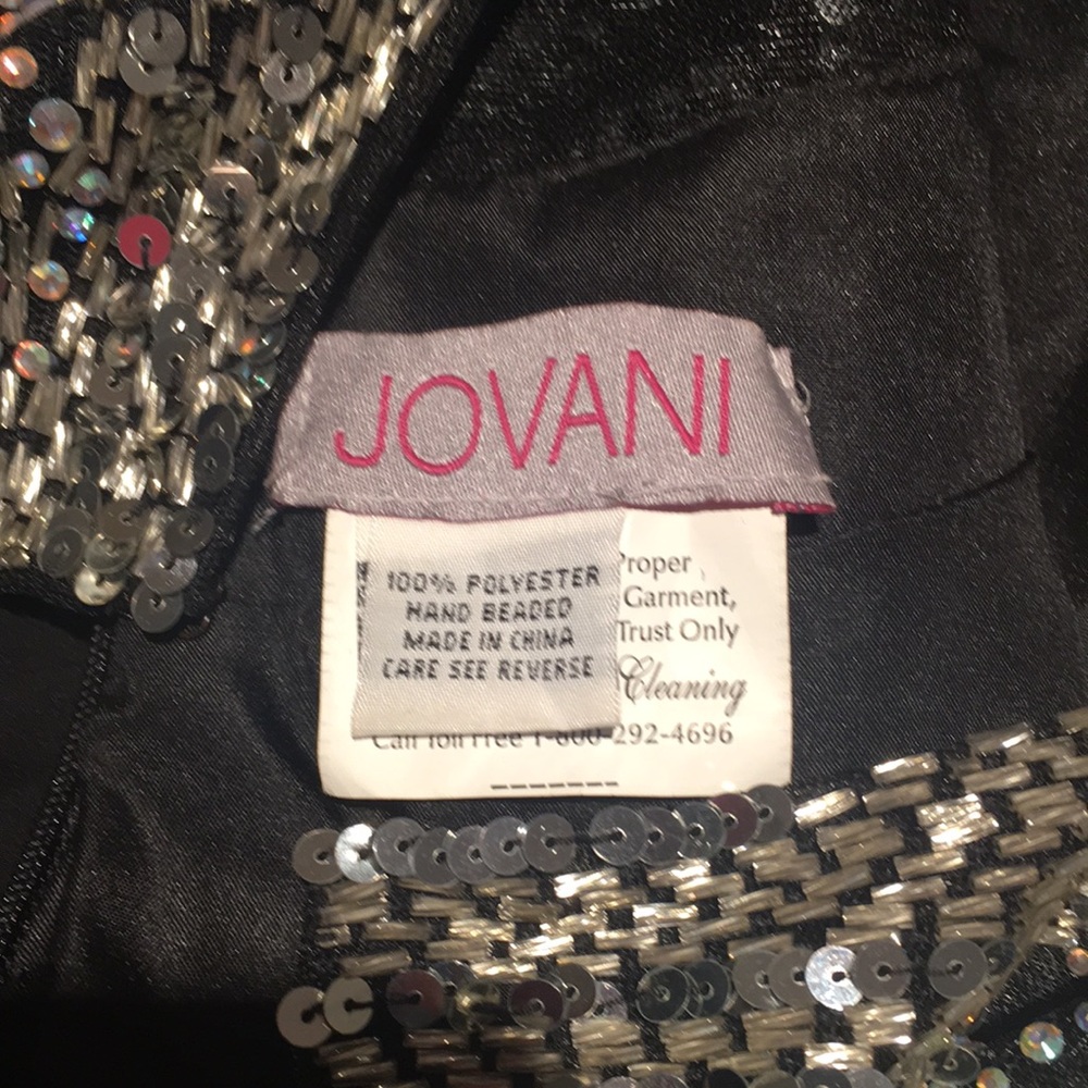 Jovani Silver Embellished And Black Pleated Dress - Picture 13 of 14